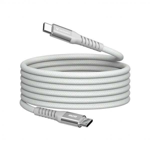Verbatim Cabo USB-C Magnético Nylon 60W 480Mbps Cinzento 1.20m