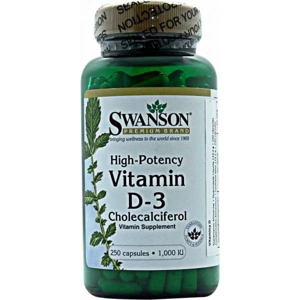 Swanson High Potency Dry Vitamin D3 250 Cápsulas