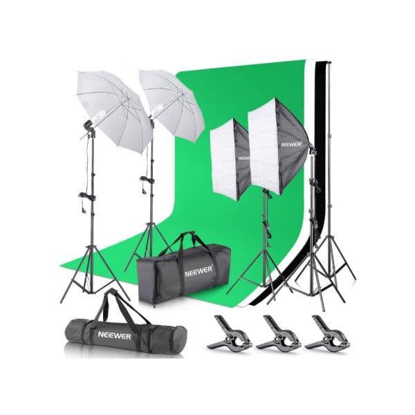 Neewer Kit Estúdio Fotografia 3 Fundos Algodão 3x4 com Iluminação