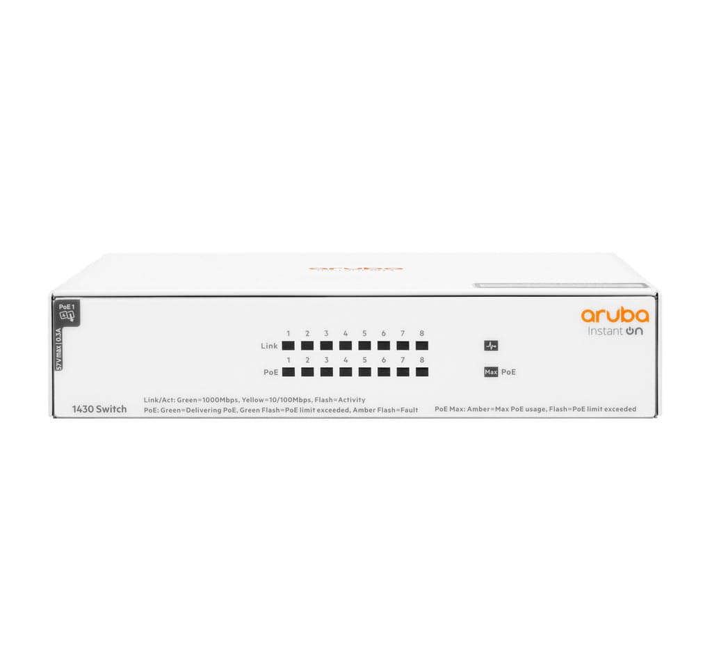 Hpe Switch PoE Aruba IOn 1430 8 Portas Class4 PoE 64W