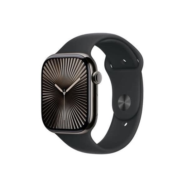 Apple Watch Series 10 GPS + Cellular 46mm Titanium Slate c/ Bracelete Desportiva Black - Small/Medium