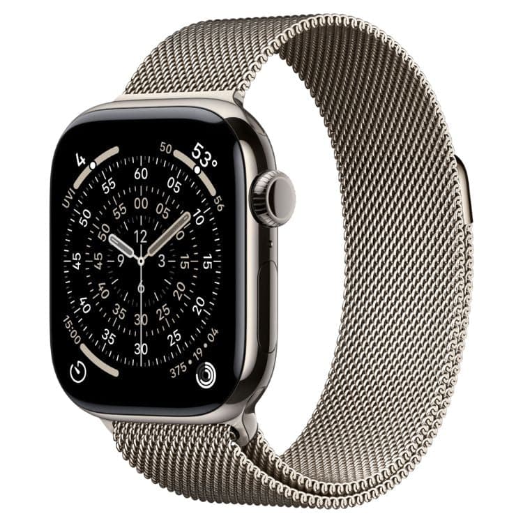 Apple Watch Series 11 GPS + Cellular 42mm Titânio Natural c/ Bracelete Loop Milanesa Aço Inoxidável Natural