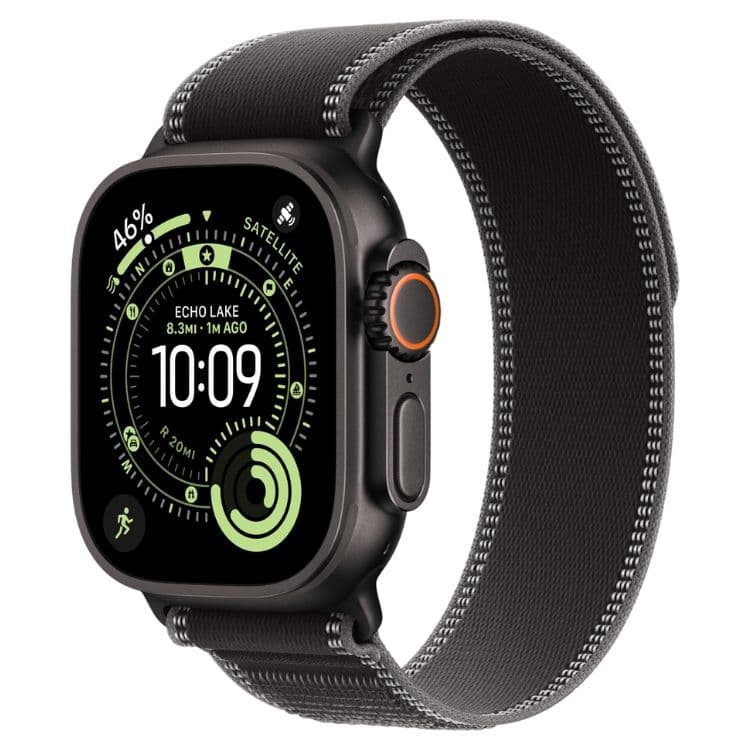 Smartwatch Apple Watch Ultra 3 GPS + Cellular 49mm Titânio Preto c/ Bracelete Loop Trail Preto - S/M