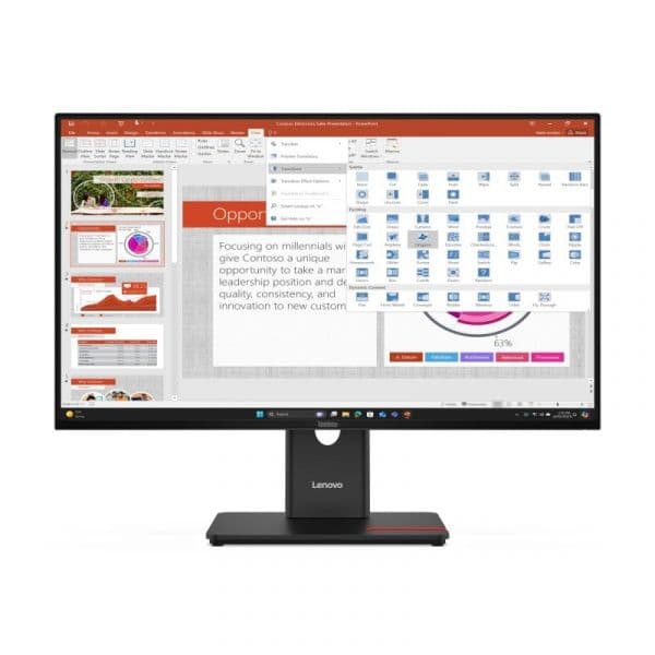 Monitor Lenovo ThinkVision T27-40 27" FullHD 120Hz LED USB 3.2 VESA com regulação em altura, preto