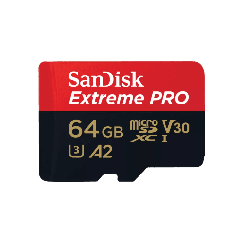 Extreme PRO microSDXC 64GB + SD Adapter + 2 years RescuePRO Deluxe up to 200MB/s & 90MB/s Read/Write speeds A2 C10 V30 UHS-I U3