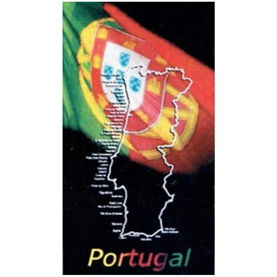 Toalha de Praia Microfibra Bandeira Mapa Portugal Preta