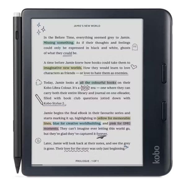 Kobo Bundle eReader Libra Colour 7" 32GB Wi-Fi Preto + Stylus 2 Pen Preto