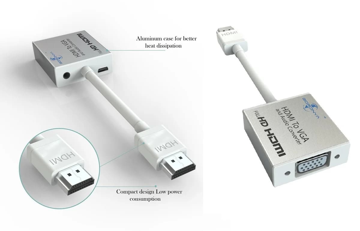 Goronya Conversor Adaptador de HDMI para VGA com Áudio + 5v - MS003886
