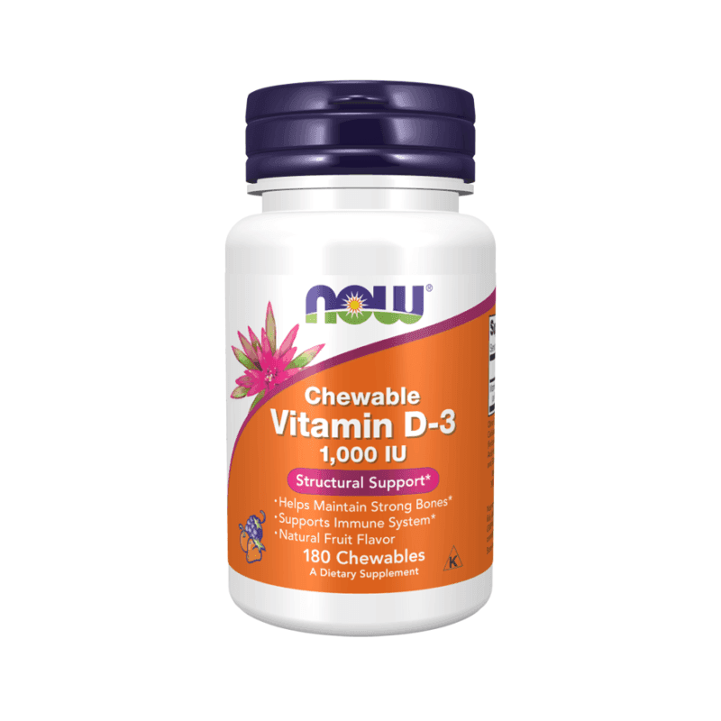 Vitamina D3 1000 UI 180 Losangos Mastigáveis Now Foods180 losangos mastigáveis