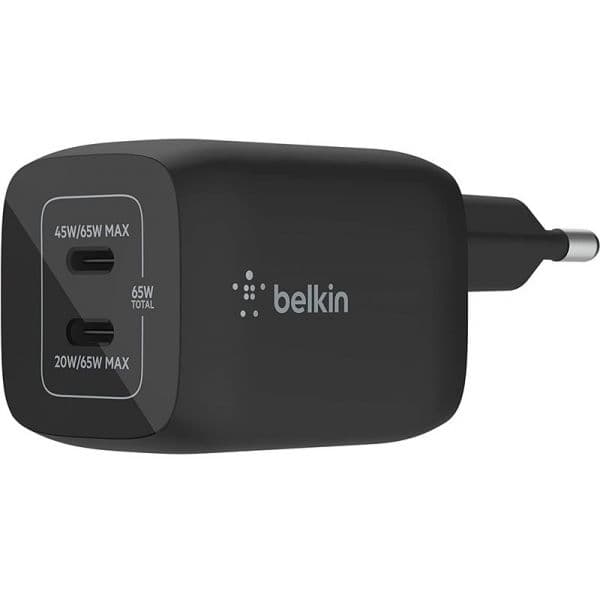 Belkin BOOST↑CHARGE™PRO Carregador de Parede 65W Duas Portas USB-C GaN Preto