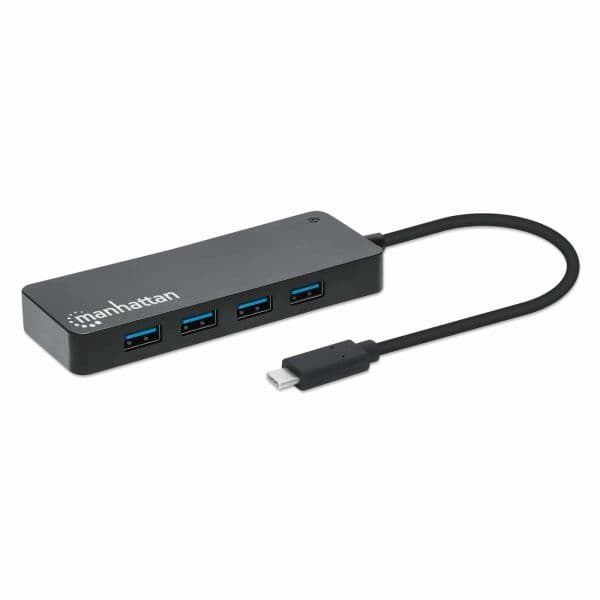 Manhattan 168410 Hub USB 7 Portas USB-A Fêmea USB-C Macho 5 Gbit/s Preto