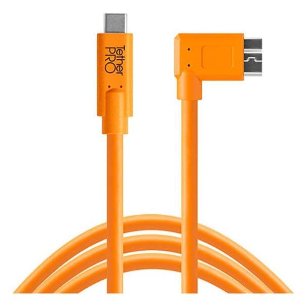 Tether Tools Cabo USB-C para Micro-B 3.0 Curvo Direito Orange - CUC33R15ORG