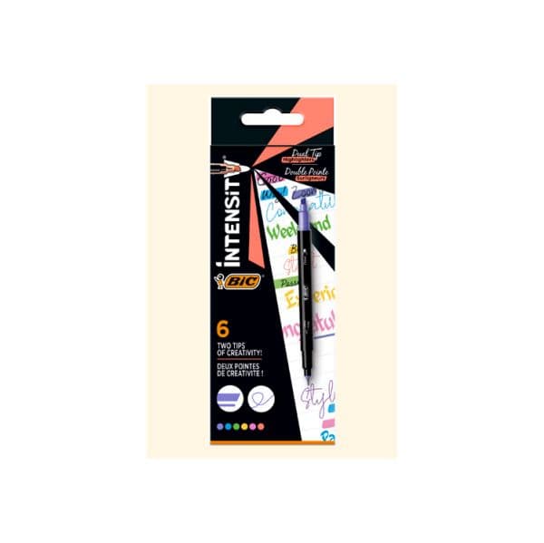 Bic Marcadores Intensity Dual Tip Ponta Cinzelada e Fina Cores Sortidas 503828