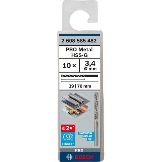 Broca PRO Metal HSS-G, 3,4 x 39 x 70 mm, 10 unid. refª 2608585482 BOSCH