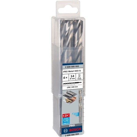 Broca PRO Metal HSS-G, 14 x 108 x 160 mm, 4 unid. refª 2608585593 BOSCH