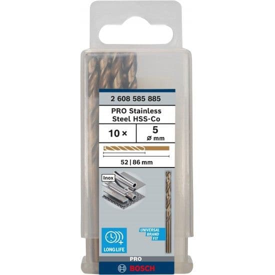 Bosch Broca Professional Hss-co Din338 5.0x52x86 Mm Drill Bit 10 Unidades Dourado