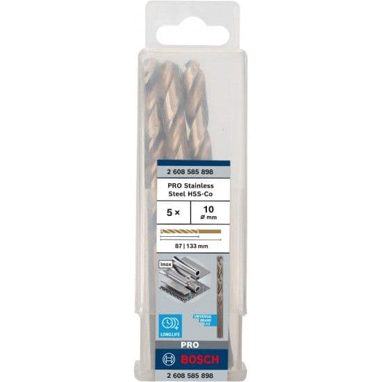 Bosch Broca Professional Hss-co Din338 10.0x87x133 Mm Drill Bit 5 Unidades Dourado