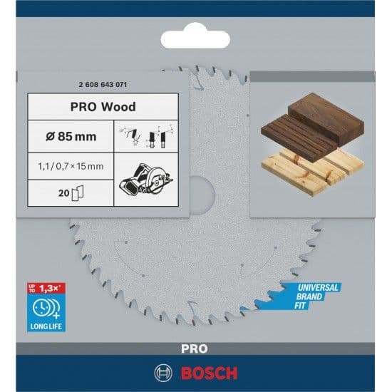 Disco PRO Wood, 85 x 1.1 x 15 mm refª 2608643071 BOSCH