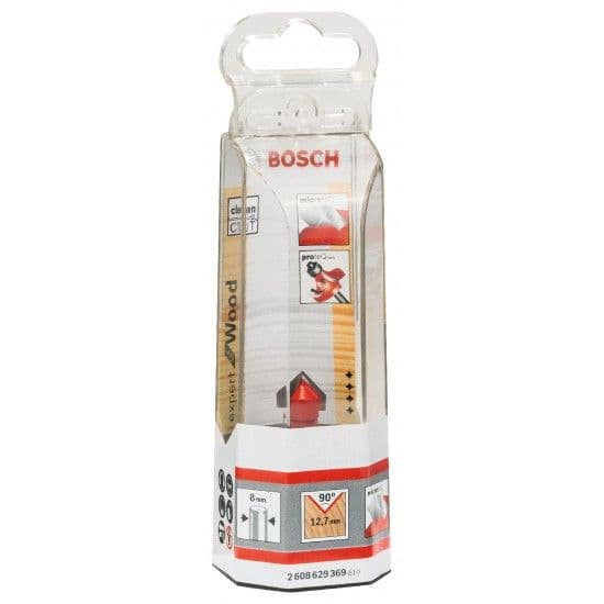 Fresa de ranhurar em V Expert for Wood, 8 mm, D 12,7 mm, L 10 mm, G 44,5 mm, 90 ° refª 2608629369 BOSCH