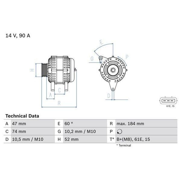 Bosch Alternador - 0986041190