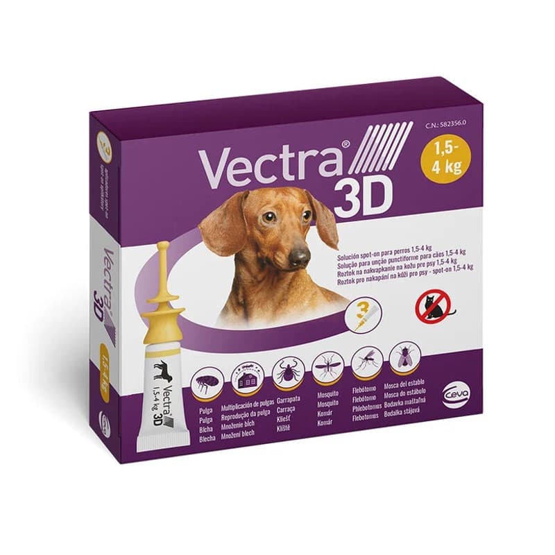 Vectra 3D Antiparasitário Cão 1,5kg - 4Kg 3 Pipetas