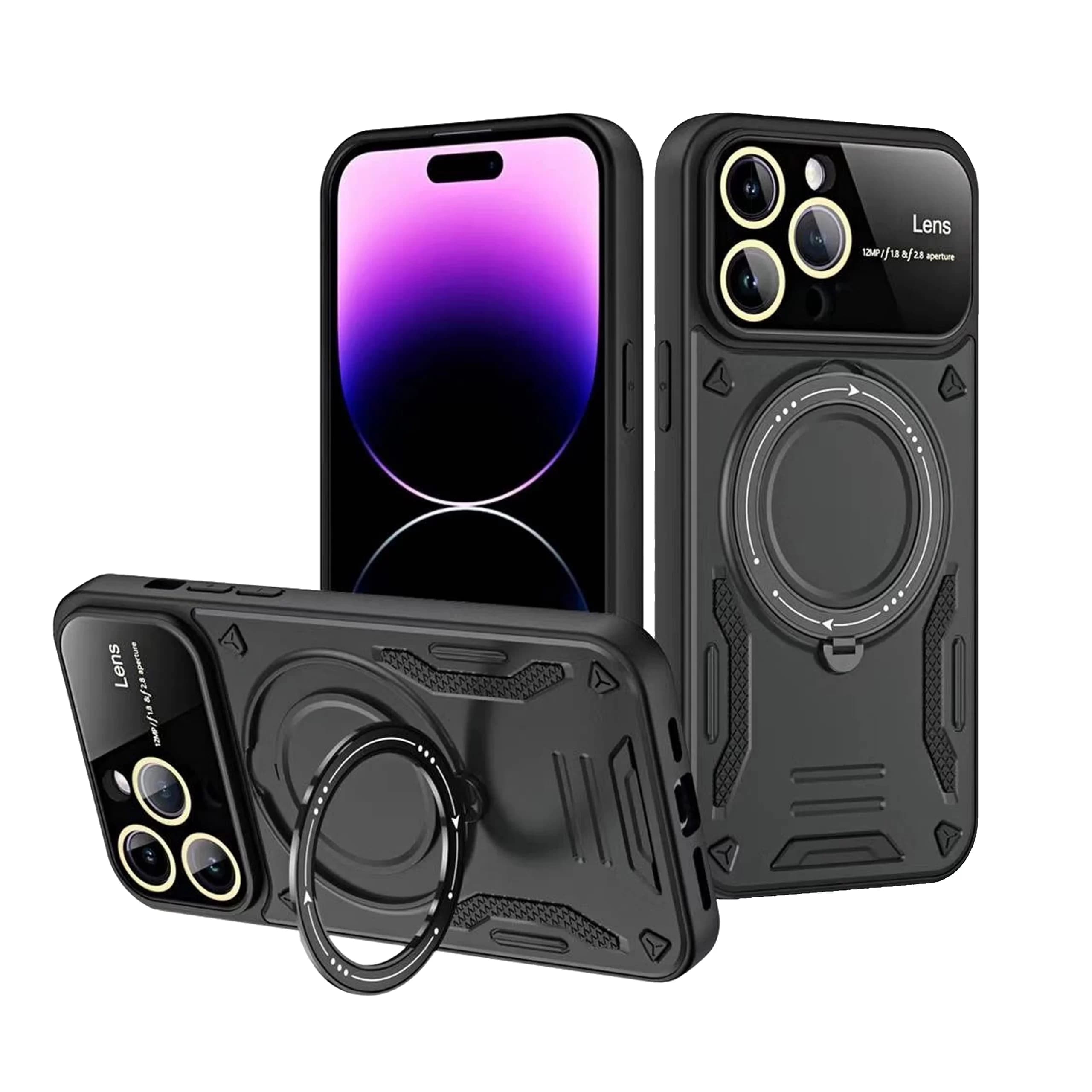 Capa Cover Lens com anel iPhone 13 Pro Max Preto