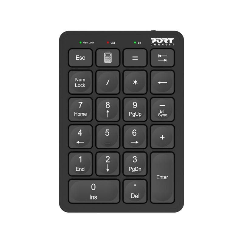 Teclado Port Connect Numérico Bluetooth Recarregável Sem Fios Preto