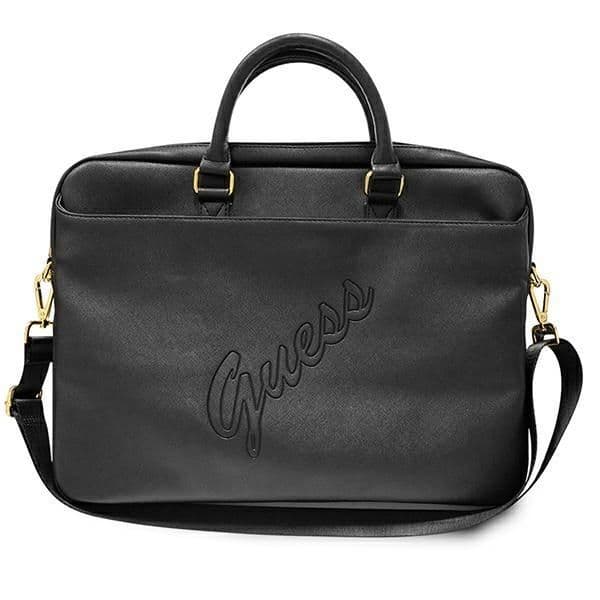 Guess Mala Saffiano Script para Portátil até 16" Preta
