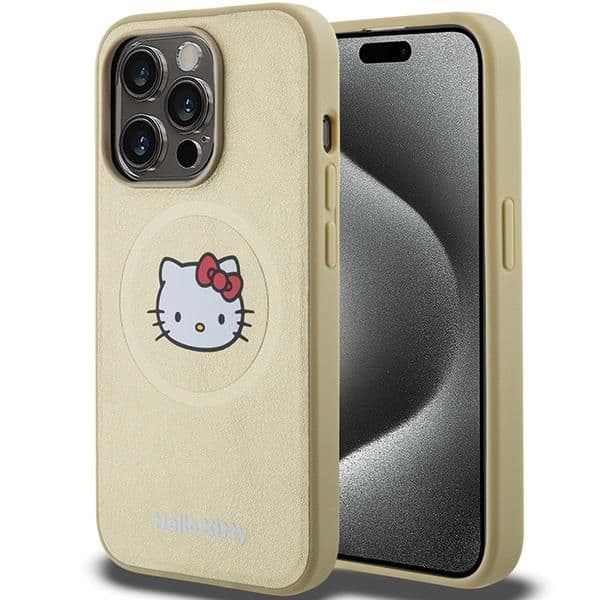 Hello Kitty Capa MagSafe para iPhone 15 Pro Max Gold