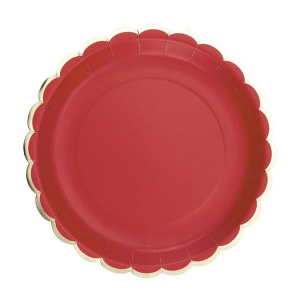 Tim E Puce Pratos 23cm com rebordo Dourado - Vermelho 8 un. - 550670091