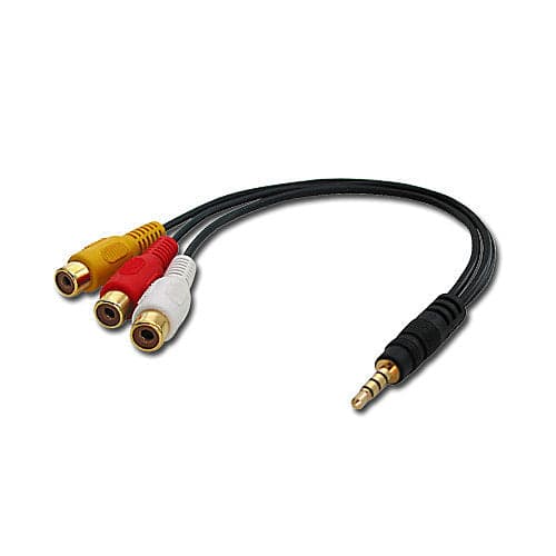 Lindy 35539 cabo de vídeo composto 0,25 m 3.5mm 3 x RCA Preto