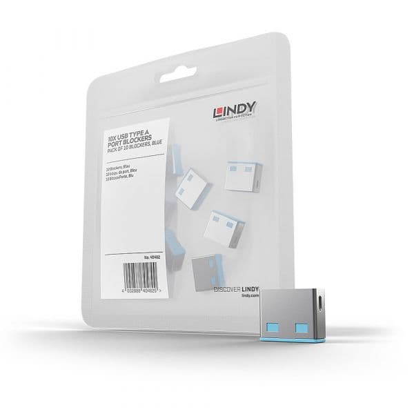 Lindy 40462 Bloqueador de Porta USB Tipo A 10 Unidades Azul Sem Chave