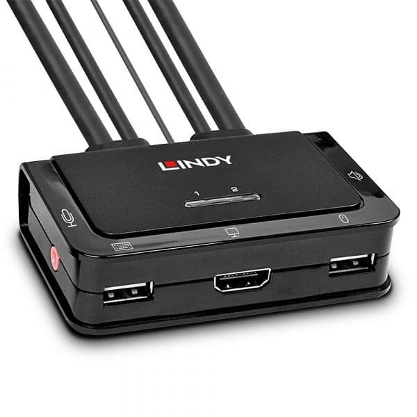 Lindy 42340 Switch KVM HDMI 10.2G USB 2.0 2 Portas Compacto
