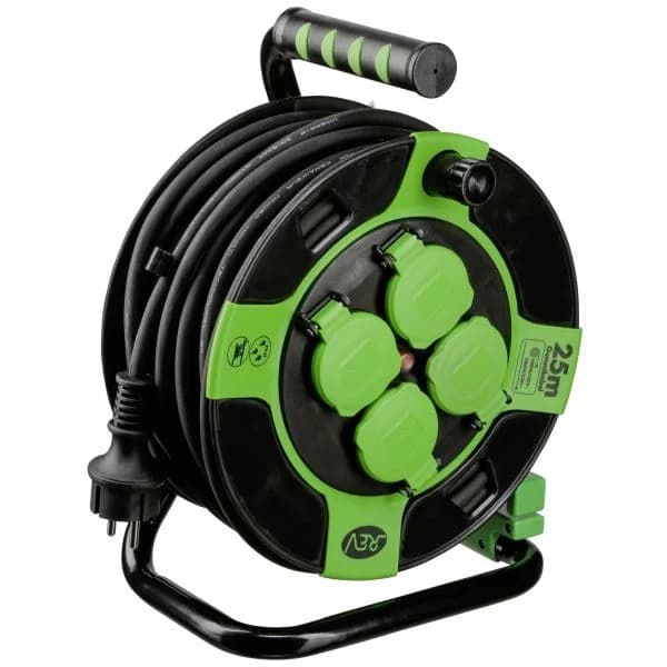 Rev Cable Drum Resin 25m Ip 44 4-fold Sw Gn