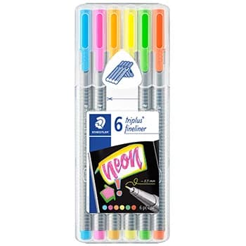 Marcador Fino 6 Cores 0,3mm Staedtler Triplus 334 Neon 6un