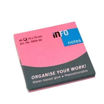 Infonotes Bloco Notas Adesivas 75x75mm Rosa 80 Fls 12 un.