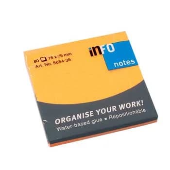 Infonotes Bloco Notas Adesivas 75x75mm 80 Fls Laranja 12un. - 162565435