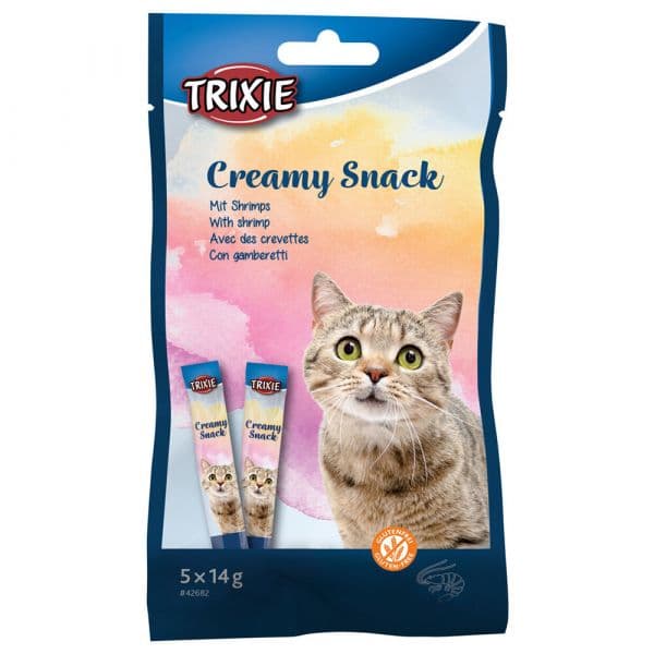 Trixie Creamy Snacks de Camarão Snacks Líquidos para Gatos 5 x 14 gr