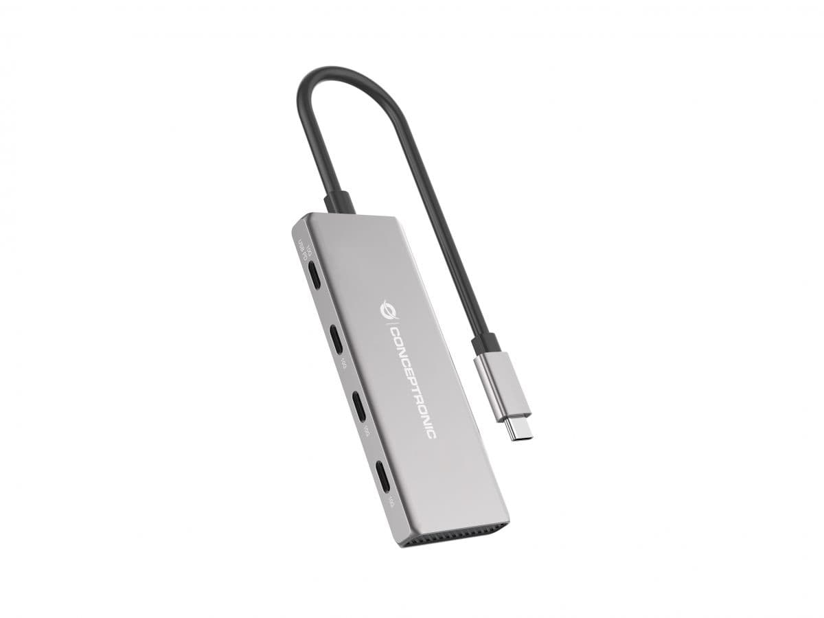 Conceptronic HUBBIES16G Hub USB 3.2 Gen 2 4 Portas USB-C 100W PD Alumínio