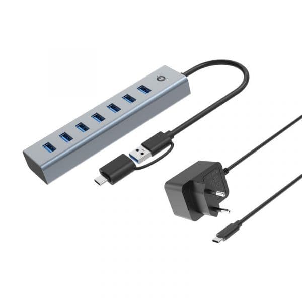 Conceptronic HUBBIES21GP Hub USB 3.0 7 Portas Cinzento