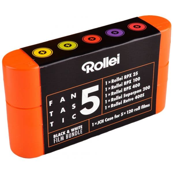 Rollei Pack de 5 Filmes 120 + Estojo