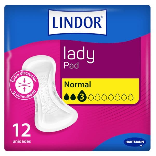 Lindor Lady Pad Normal 3 Gotas 12 Unidades
