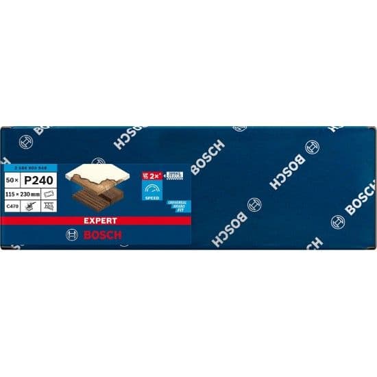 Lixa EXPERT C470 com 14 furos para lixadeiras orbitais, 115 x 230 mm, G 240, 50 unidades refª 2608900948 BOSCH