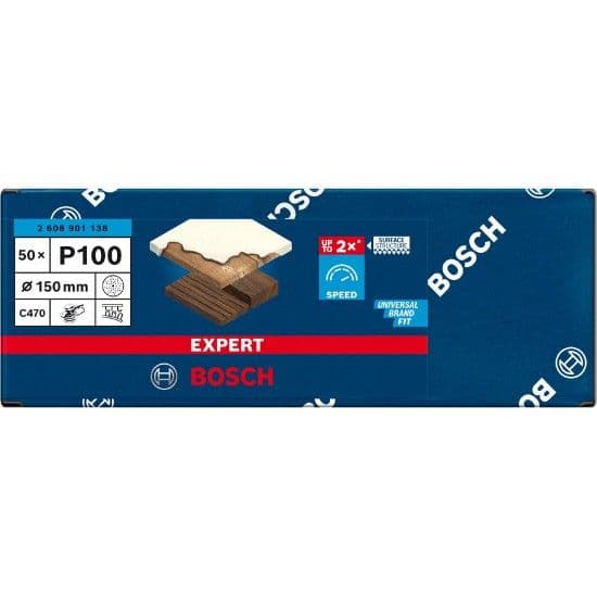 Lixa EXPERT C470 multiperfurada para lixadeiras excêntricas, 150 mm, G 100, 50 unidades refª 2608901138 BOSCH