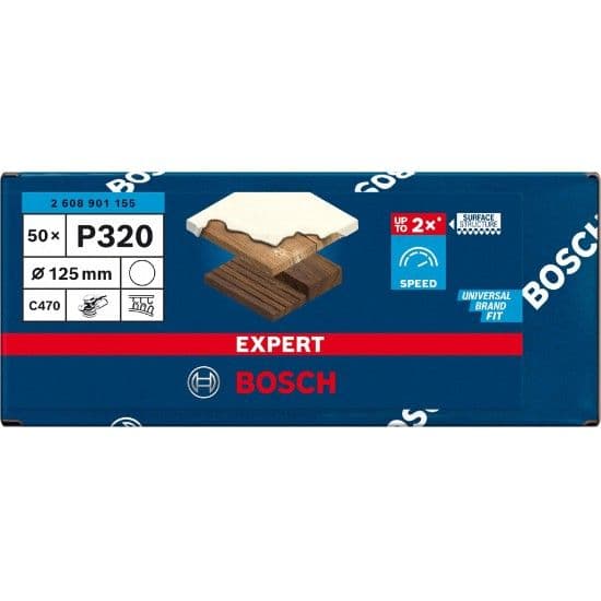 Lixas EXPERT C470 125 mm, G 320, 50 unidades refª 2608901155 BOSCH
