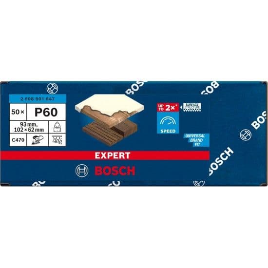 Lixa EXPERT C470, 102 x 62/93 mm, G 60, 50 unidades refª 2608901647 BOSCH