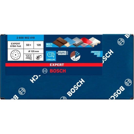 Bosch Disco de Lixa EXPERT O780 para Lixadeira Excêntrica 125 mm G120 50 Unidades
