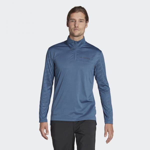 adidas T-Shirt com Meio Fecho Multi TERREX Wonder Steel S - HI1616-S