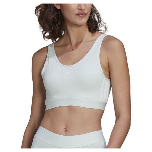 Adidas Top Essentials 3 Bandas Con Copas Extraibles Sleeveless T-shirt Branco XS Mulher