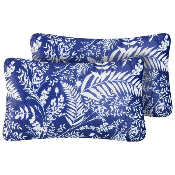 Beliani Conjunto de 2 Almofadas de Jardim em Poliéster Azul 30 x 50 cm com Padrão de Plantas Acessório de Jardim